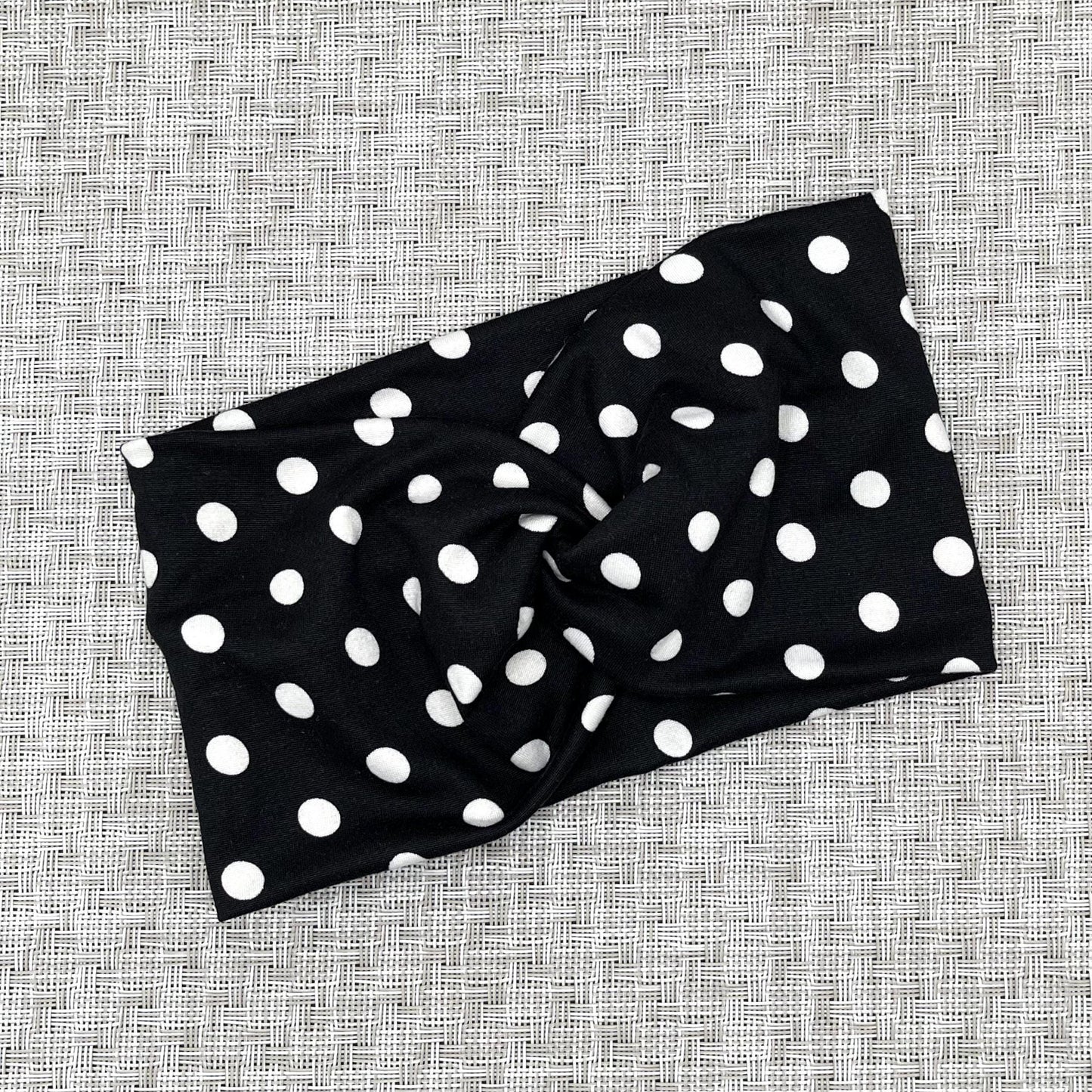 Black and White Polka Dot Headband, Soft Wide Headband, Stretchy Headbands for Women, Black Headband, Solid Color Headbands