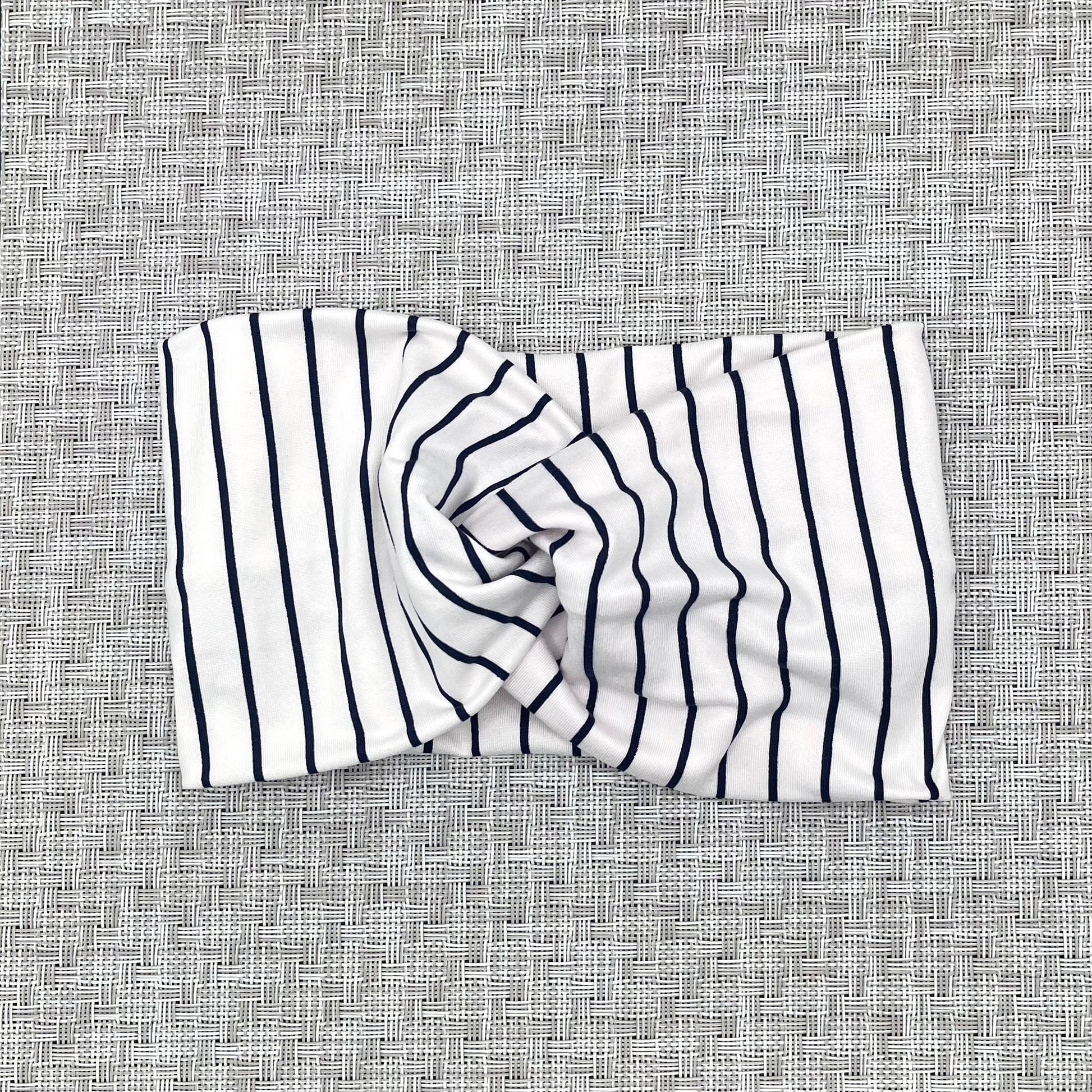 Navy and White Pinstripe Headband