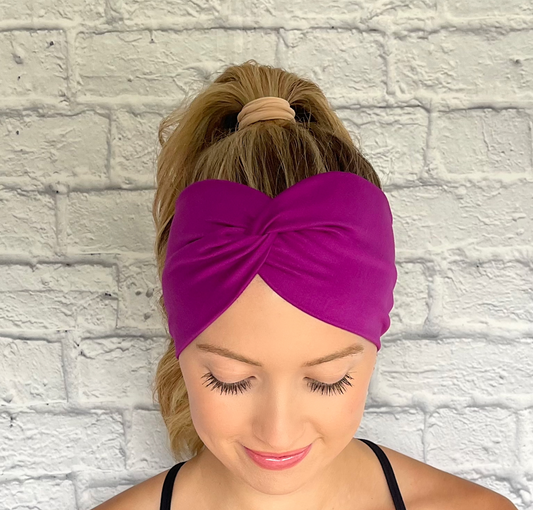 fuschia/ berry color wide twist headband