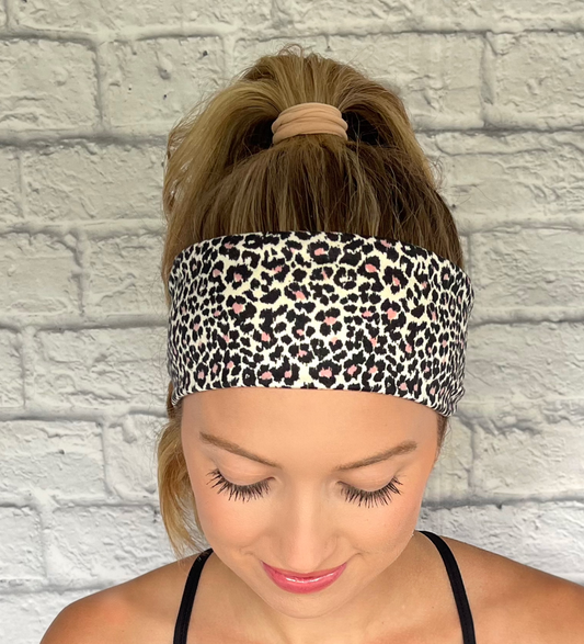 Black and Pink Leopard Print Headband