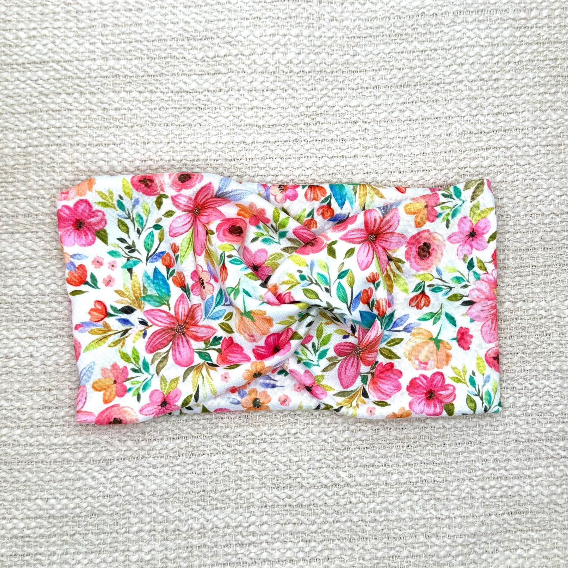 Spring Summer Floral Headband, vacation hair accessory, wide soft and stretchy headband for women