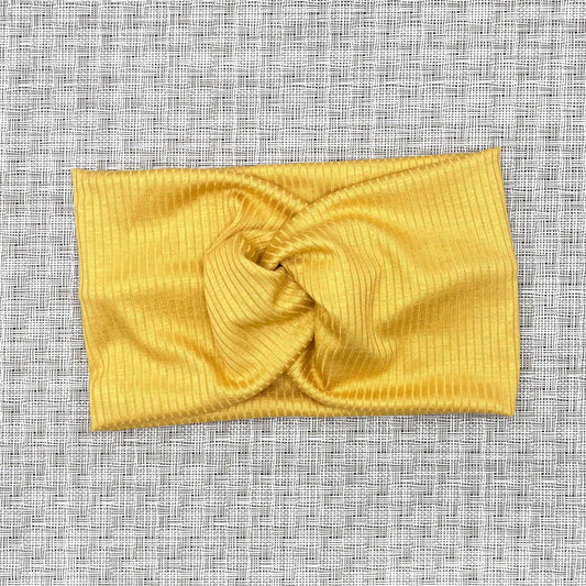 gold ribbed wide twist headband