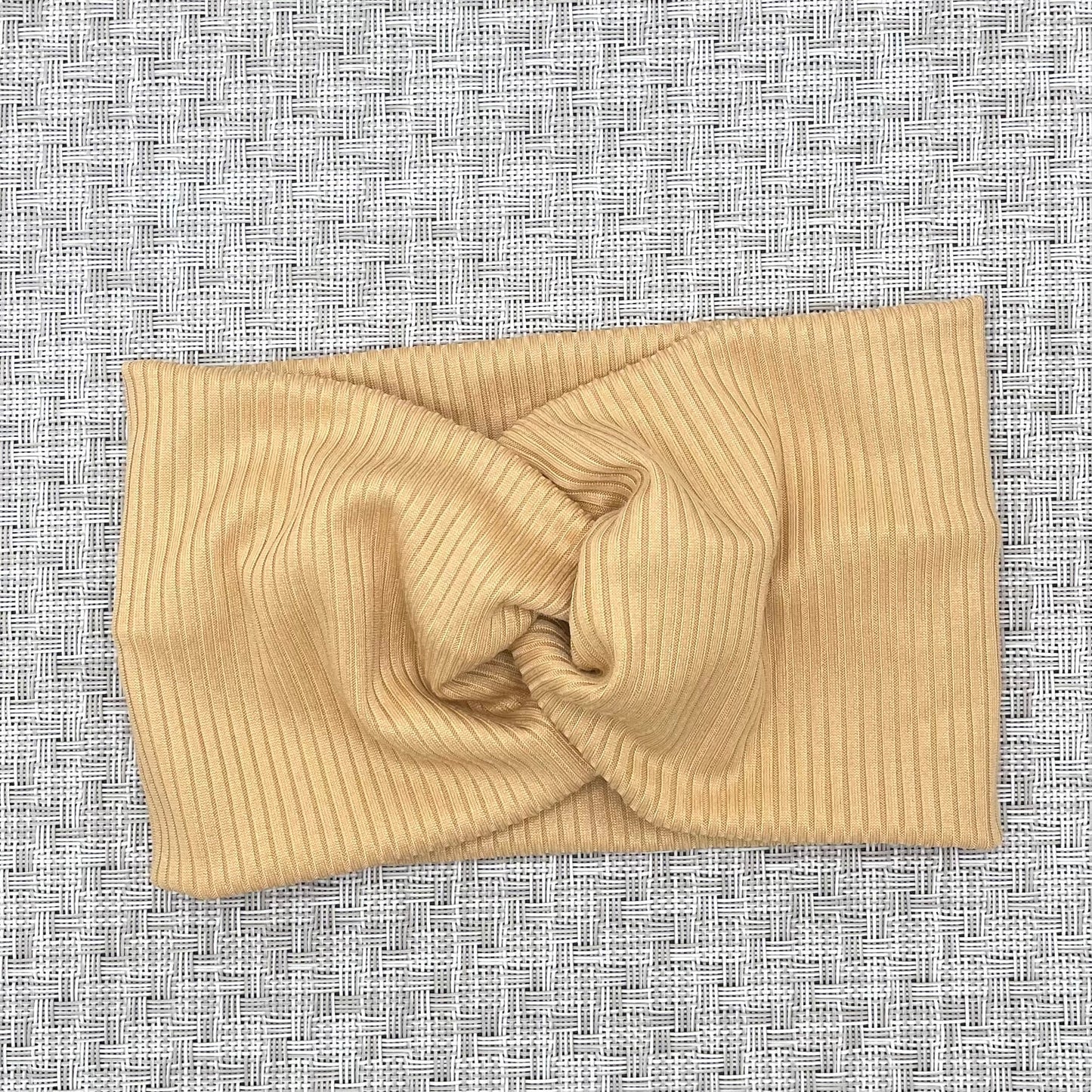 tan ribbed wide twist headband