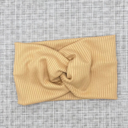 tan ribbed wide twist headband