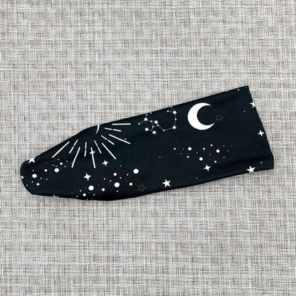 Black headband with white space/galaxy theme print.