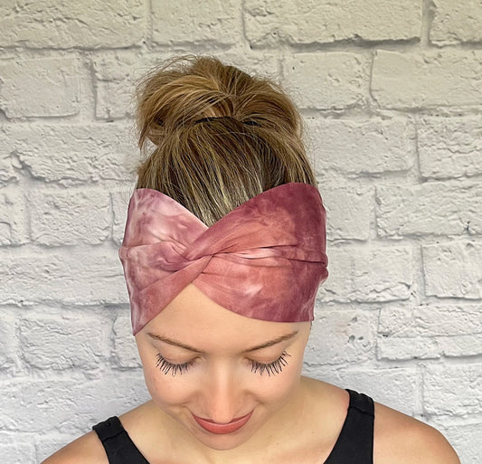 mauve tie dye wide twist headband