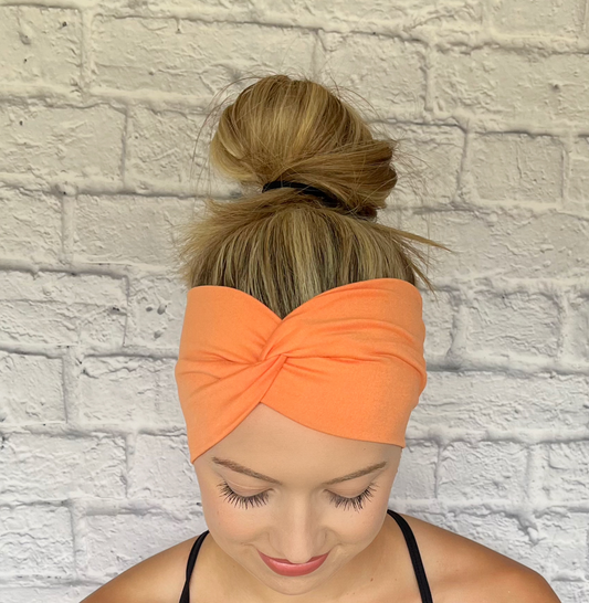 peach/orange color wide twist headband