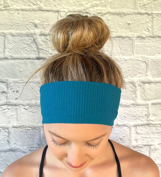 blue ribbed headband