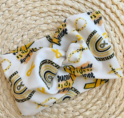 Childhood cancer awareness white wide twist headband