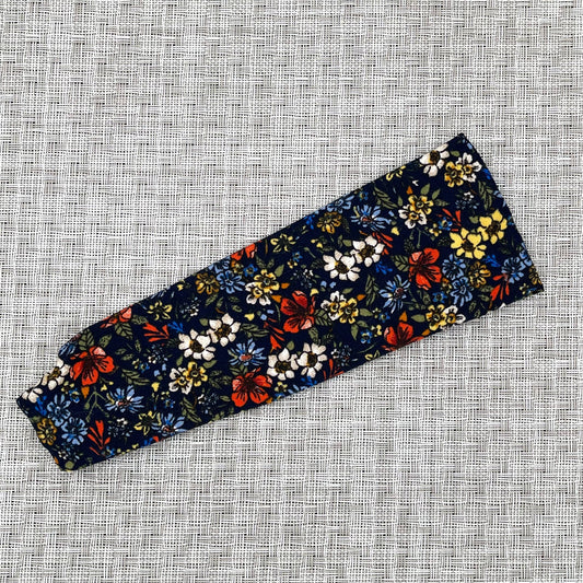 navy headband with flowers