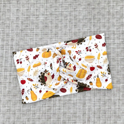 white headband with Thanksgiving theme print