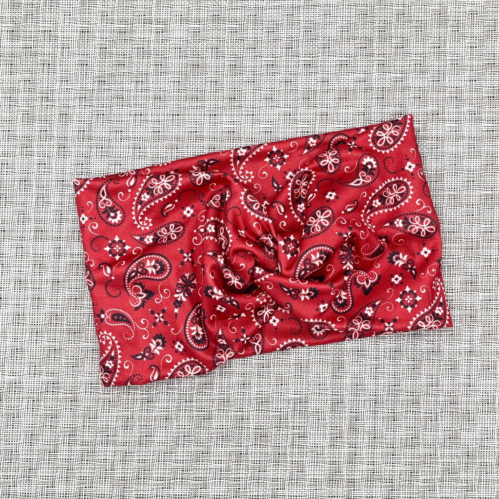 red bandana print headband