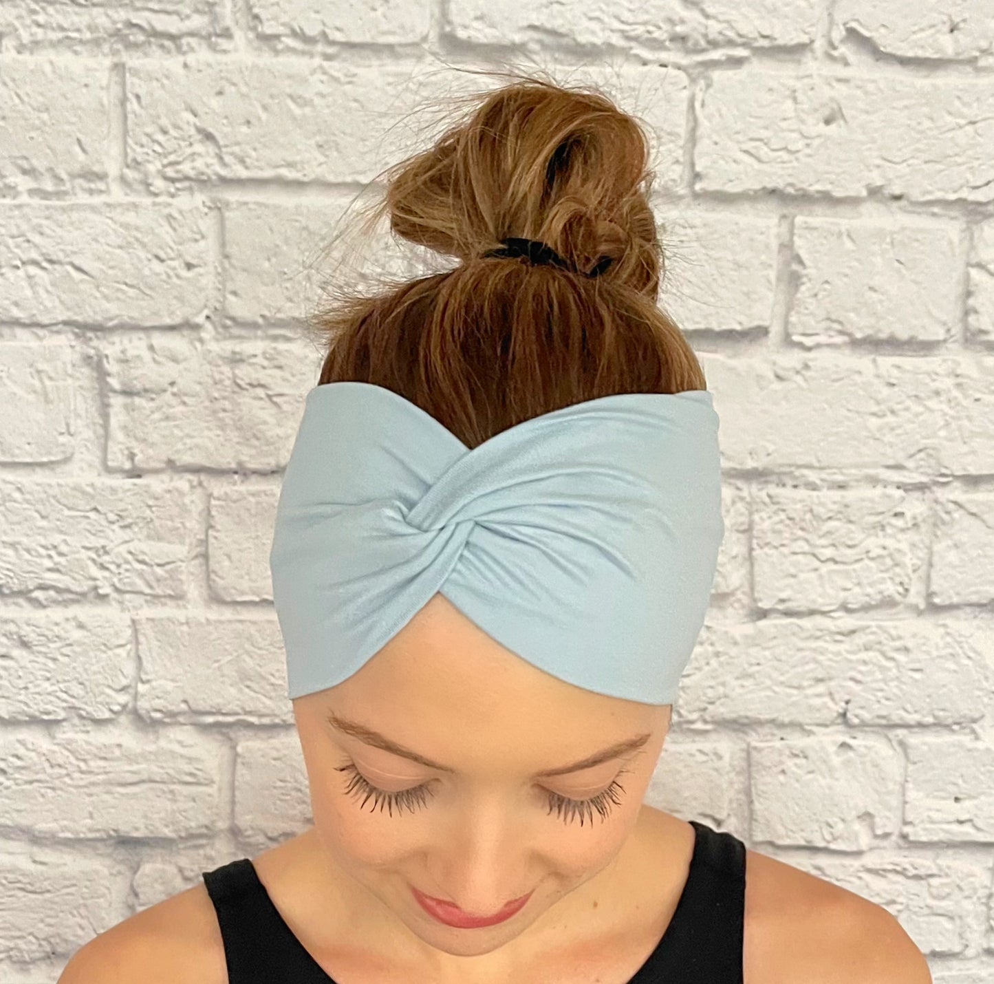 light blue wide twist headband