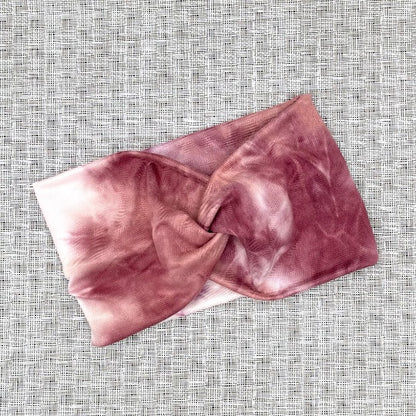 mauve tie dye wide twist headband