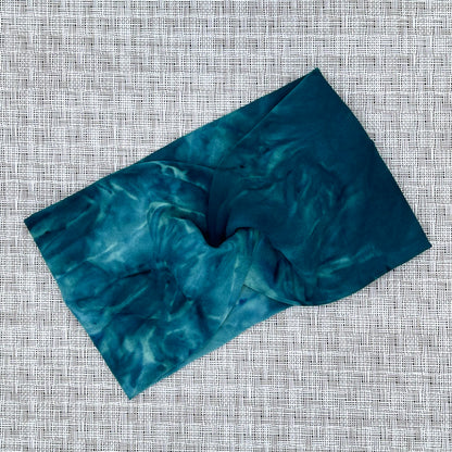 teal tie dye wide twist headband